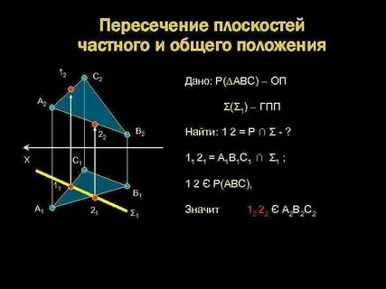 Пересечение плоскостей частного положения