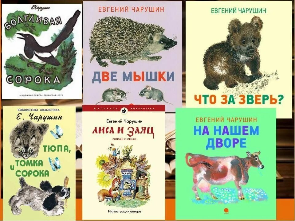 Писатели книг о животных. Чарушин произведения для детей 1 класса. Рассказы Чарушина для дошкольников о животных.