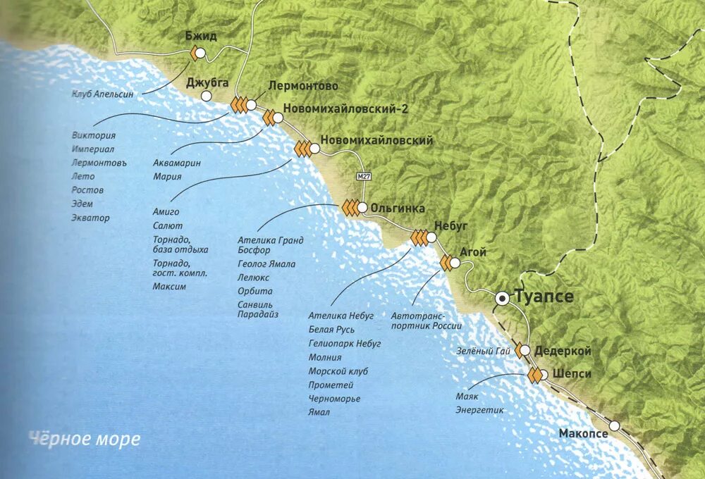Расписание лермонтово. Побережье чёрного моря от Джубги до Сочи карта. Карта Черноморского побережья Туапсинский район. Туапсинский район карта побережья. Карта побережья черного моря в районе Туапсе.