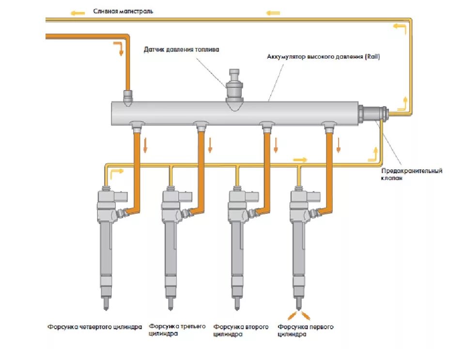 Топливная система common Rail дизель схема. Топливная рампа Коммон рейл. Форсунки дизельного двигателя системы коморэйл. Схема системы common Rail дизельного двигателя.