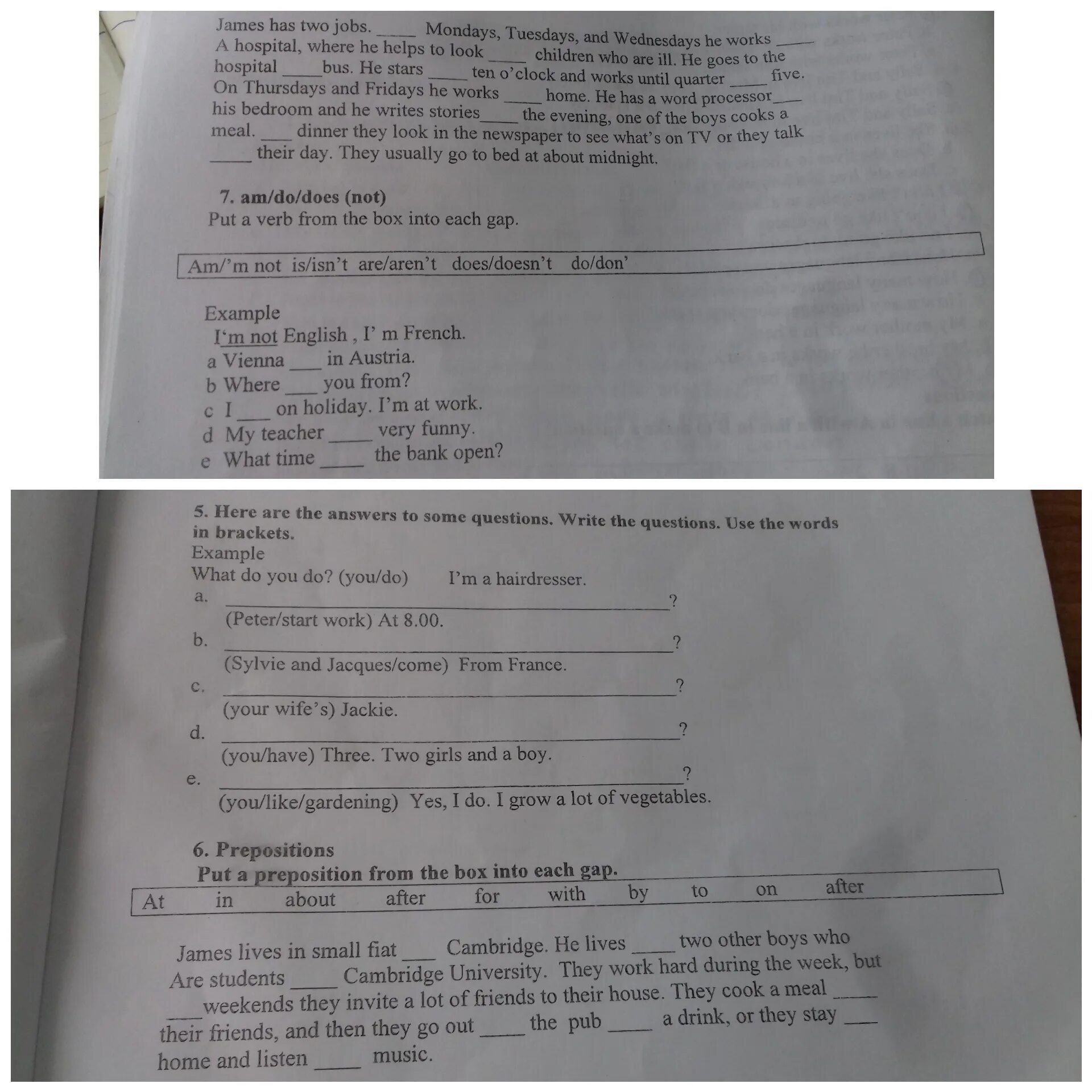 4 Write the answers to these questions. Ответы. Write questions using the Words in Brackets. Answer the questions. Use the information from the Box. Write questions using the question Words in Brackets.