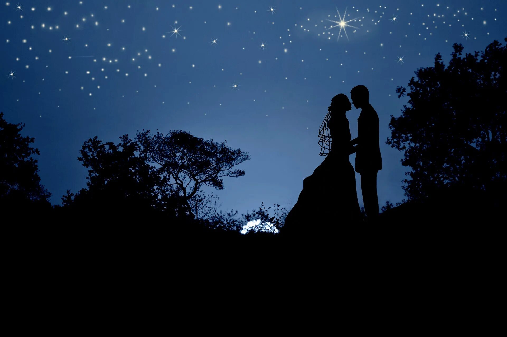 Красивая ночь романтичные картинки. Влюбленные под звездами. Под звездами. Влюбленные под звездным небом. Пара на фоне звездного неба.