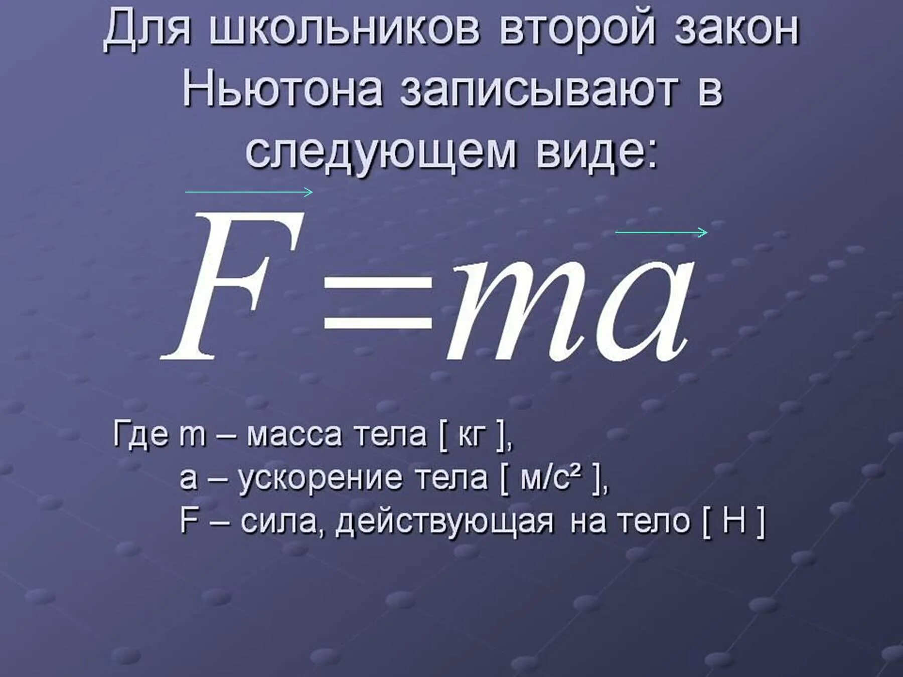 Второй закон Ньютона. Формула второго закона Ньютона. Математическое выражение второго закона Ньютона. Формула второго закона Ньютона в физике.