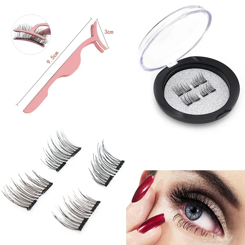 Как снять магнитные ресницы 2-Pair 3D Magnetic False Eyelashes Set -Handmade Natural Look Eye Lash Extension