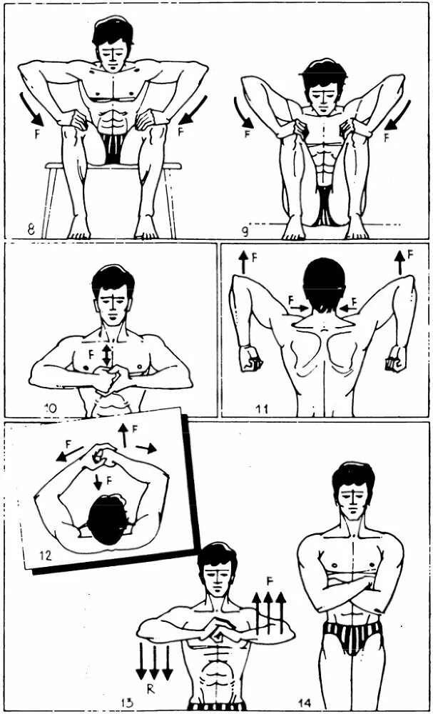 Изометрическая тренировка. Автономная гимнастика Фохтина упражнения. Изометрические упражнения комплекс упражнений. Статические изометрические упражнения для развития силы мышц.