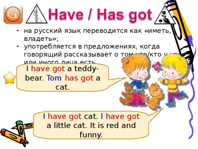 Как переводится слово have на русский. Употребление конструкции have got. Have got таблица для детей. Have got и has got правило для детей. Конструкция i have got.