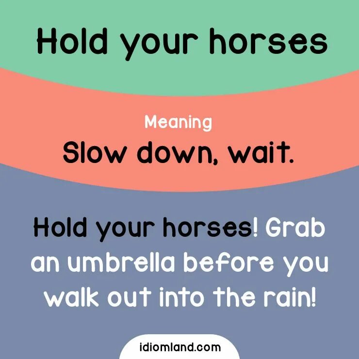 Hold your Horses идиома. Idiom of the Day. Hold your Horses meaning. Hold your Horses перевод идиомы. Slow meaning