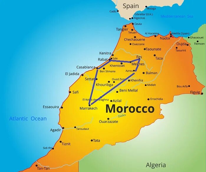 Касабланка находится в стране. Марокко на карте. Столица Марокко на карте. Туристическая карта Марокко.