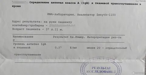 Анализ антитела к тканевой трансглутаминазе