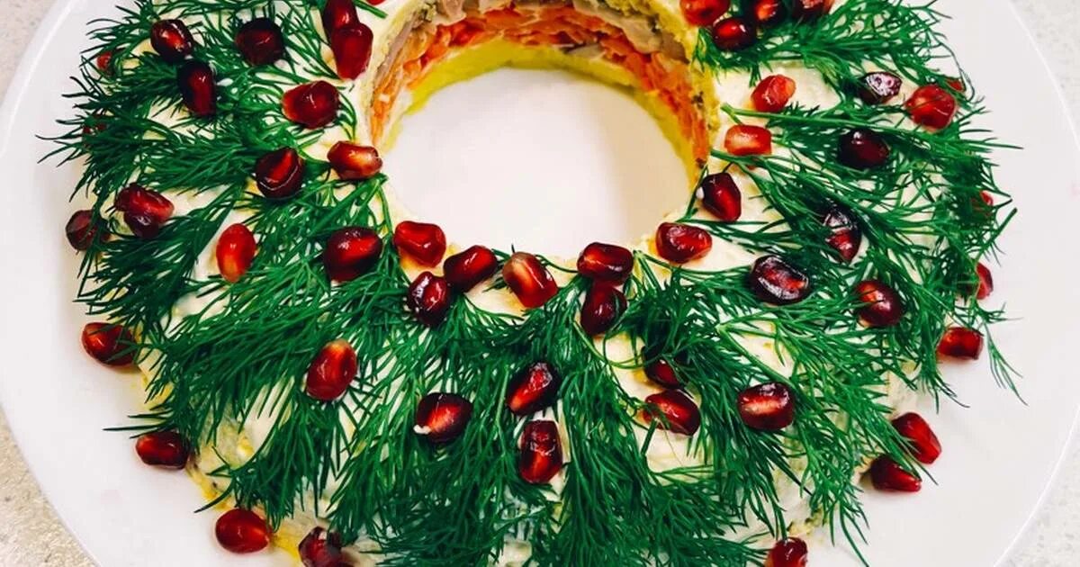 салат венок новогодний рецепт с фото пошагово