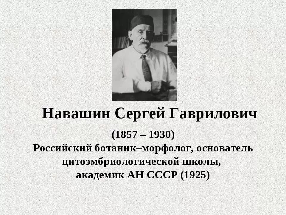 Сергей гаврилович навашин вклад в биологию. Сергей гаврилович навашин. Сообщение о жизни и научной деятельности навашина. Жизнь и научная деятельность ученого ботаника с. Сообщение о жизни и научной деятельности навашина.