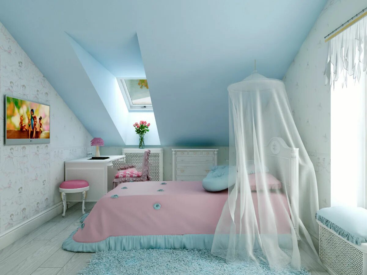 Комната для девочки на мансарде. Мансардная комната для девочки. Комната мансарда для девочки. Комната мансарда для девочки. Комната для девочки на мансарде.