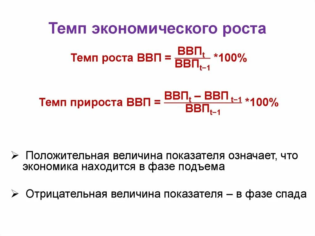 Определить прирост ввп. Темпы роста экономики. Формула расчета темпов экономического роста. Темп экономического прироста формула. Темпы экономического роста рассчитываются по формуле:.