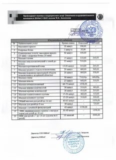 Семашко прейскурант