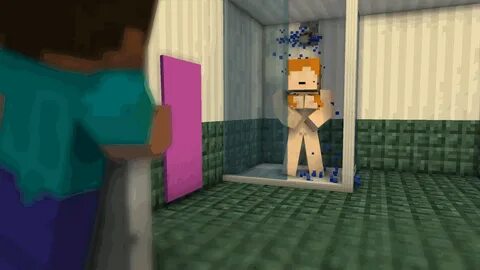 alex (minecraft), steve (minecraft), minecraft, 3d, animated, red hair, sho...