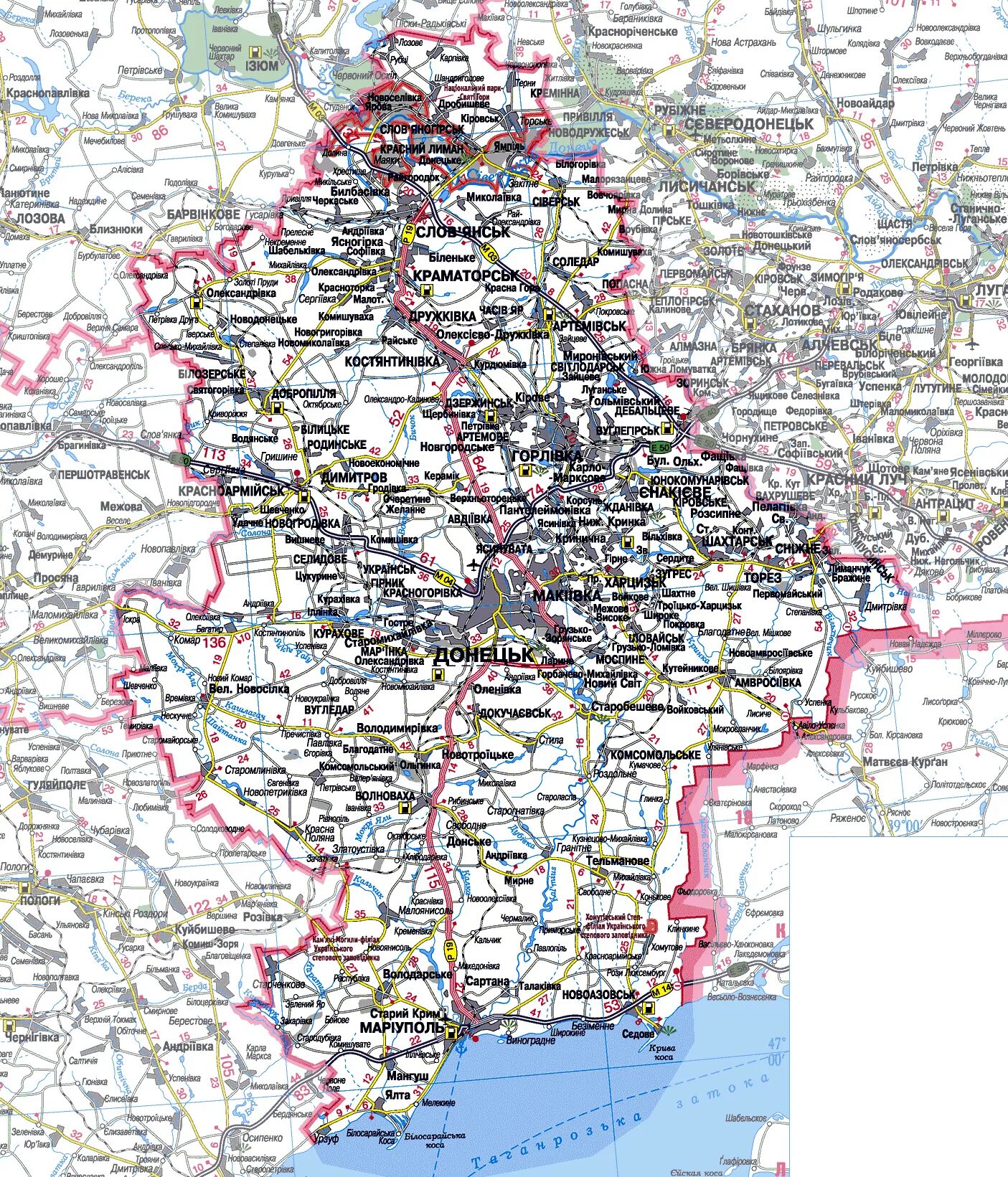 Карта границ донецкой и луганской народной республики