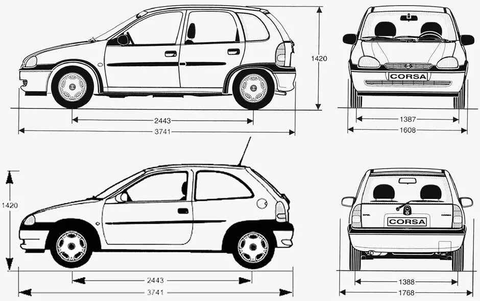 Opel corsa размеры. Opel Corsa b габариты. Opel Corsa 2001 габариты. Opel Corsa b 1997 габариты. Opel Corsa длина кузова.