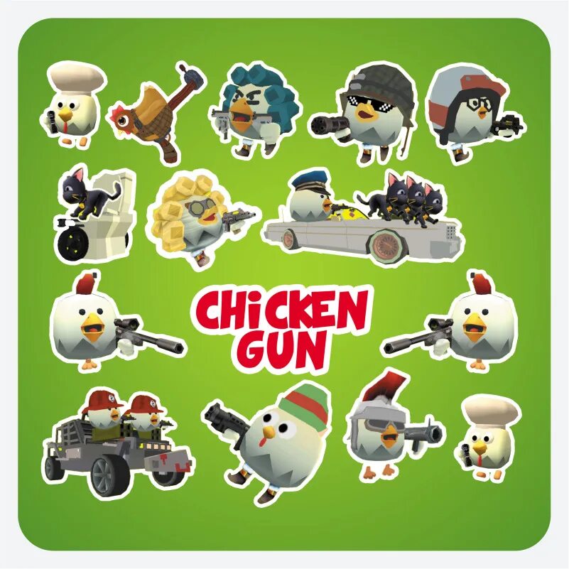 Наклейки Чикен Ган. Стикеры Chicken Gun. Чикен Ган последняя версия. Наклейки для телефона Чикин-Ган.