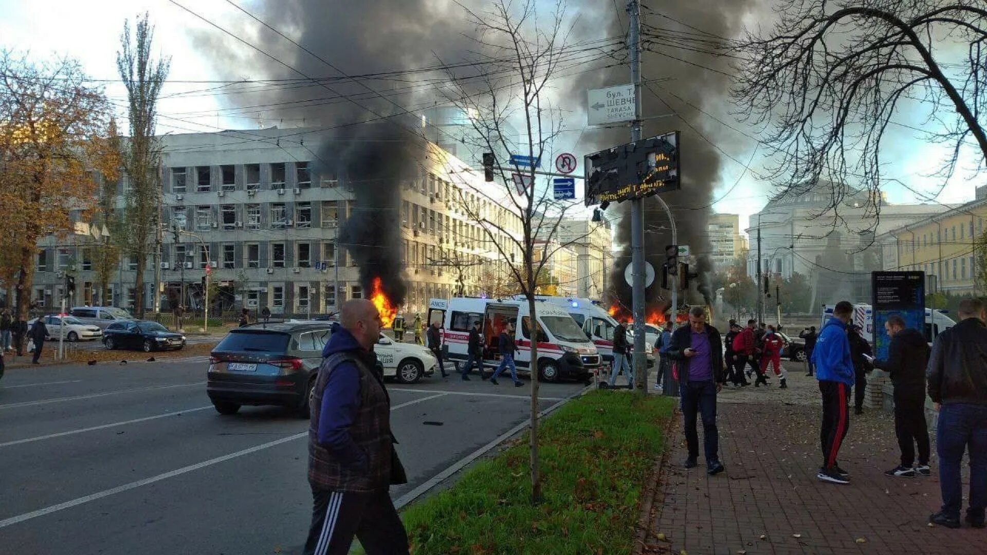 Пожар в здании. Взрыв жилого дома в Киеве.