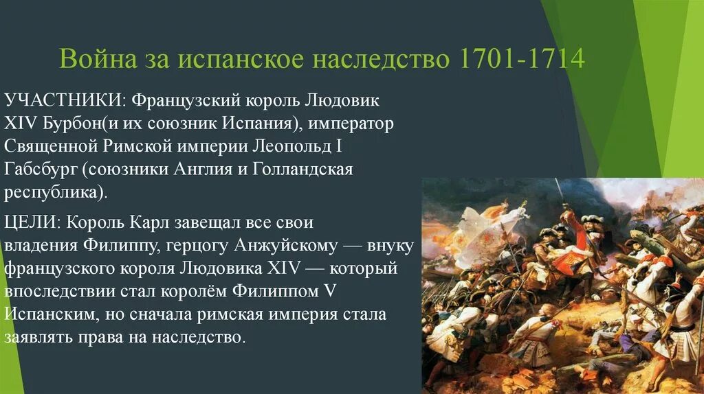 Цели войны за испанское наследство 1701-1714. Итоги войны за испанское наследство 1701-1714. Габсбурги потерпели поражение