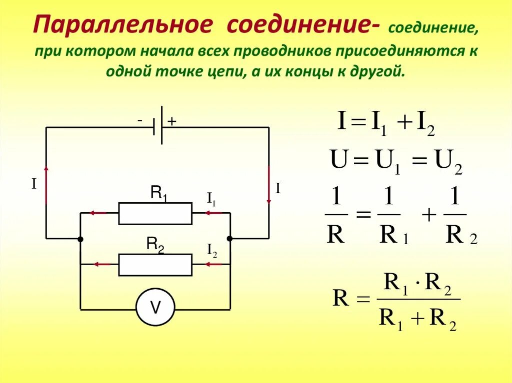 Напряжение на концах параллельно соединенных резисторов. Параллельное соединение 3-х резисторов формула. Электричество параллельное соединение. Параллельное соединение схема физика. Параллельное соединение схема 8 класс.
