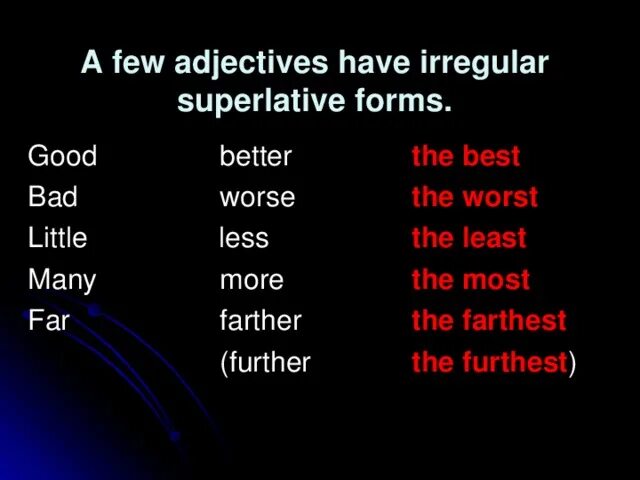 Degrees of Comparison правило. Degrees of Comparison of adjectives таблица. Degrees of Comparison of adjectives правило. Degrees of Comparison of adjectives правило таблица. Comparative adjectives far