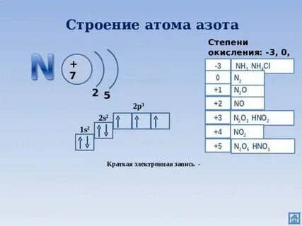 Сколько электронов содержит азот