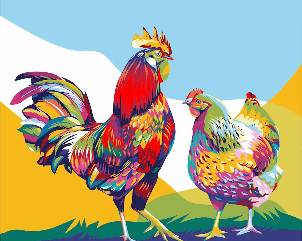 Петух раскраска цветная (Много фото!) - drawpics.ru