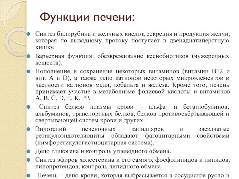 Функции печени. Функции печени Синтез. Барьерная функция печени.