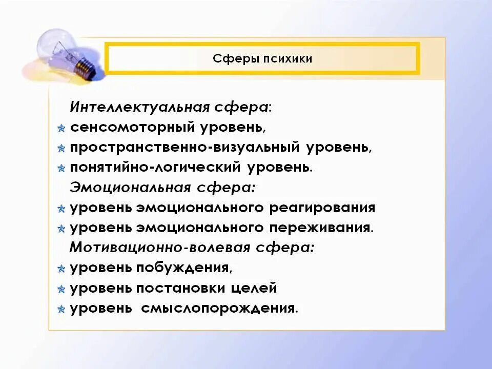 Психические сферы в психологии. Понятие психологического воздействия. Структура психической деятельности человека. Психологическая деятельность человека. Психические сферы личности.