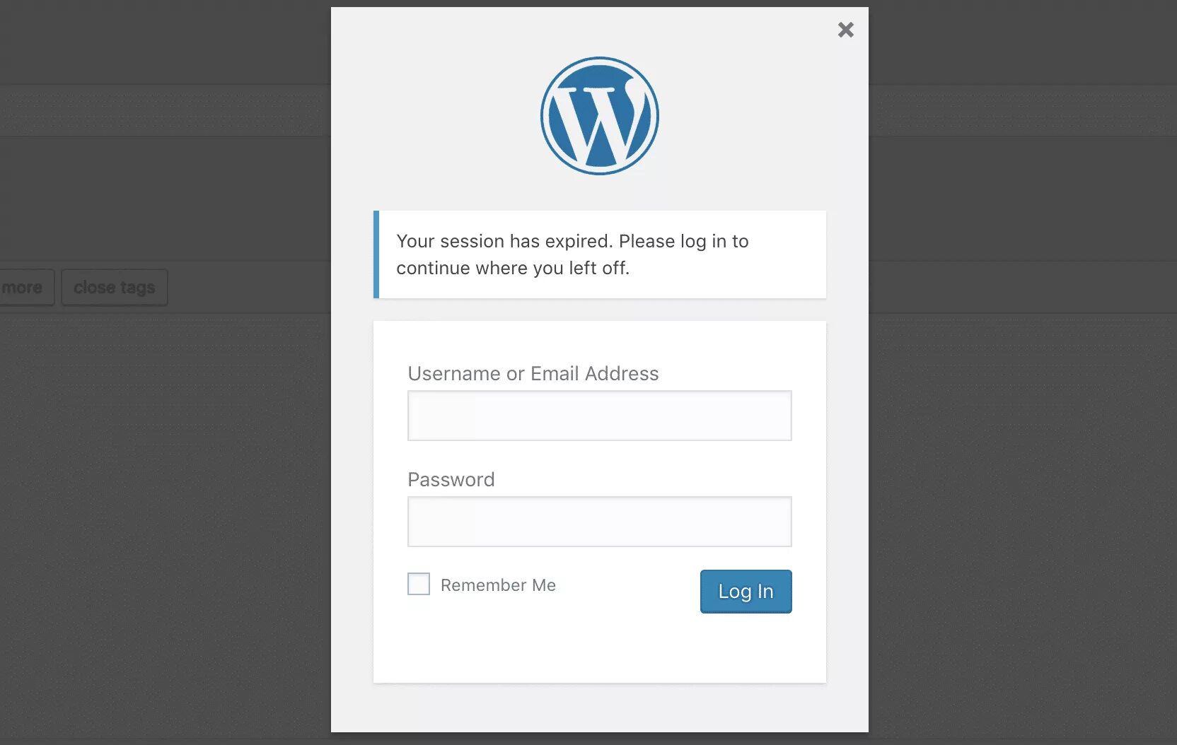 Please log in. Wordpress исправление ошибка. log in. «click to continue». где найти. click log.