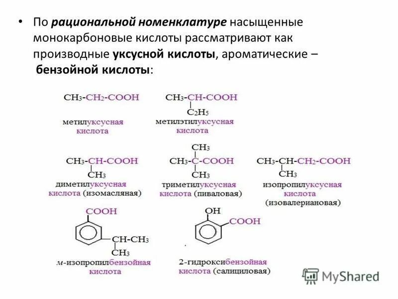 Карбоновые кислоты кислородсодержащие органические соединения. Рациональная номенклатура в химии. Рациональная номенклатура карбоновых кислот. Производные уксусной кислоты.