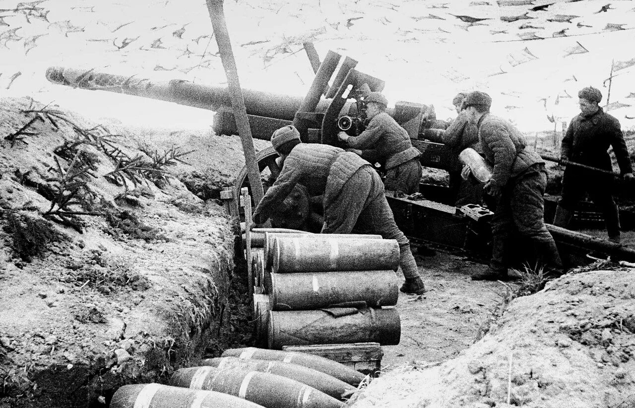 Сентябрь 1944 февраль 1945. Артиллерия вов 1941-1945. батарея гаубиц «мл-20»,.