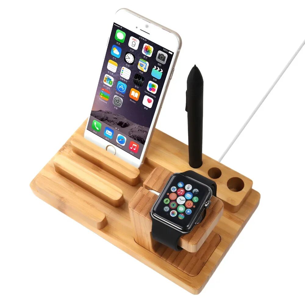 Купить набор для телефона. Dock Station iphone. Подставка бамбуковая для Apple 3в1. Держатель зарядки эпл вотч. Apple watch Holder.