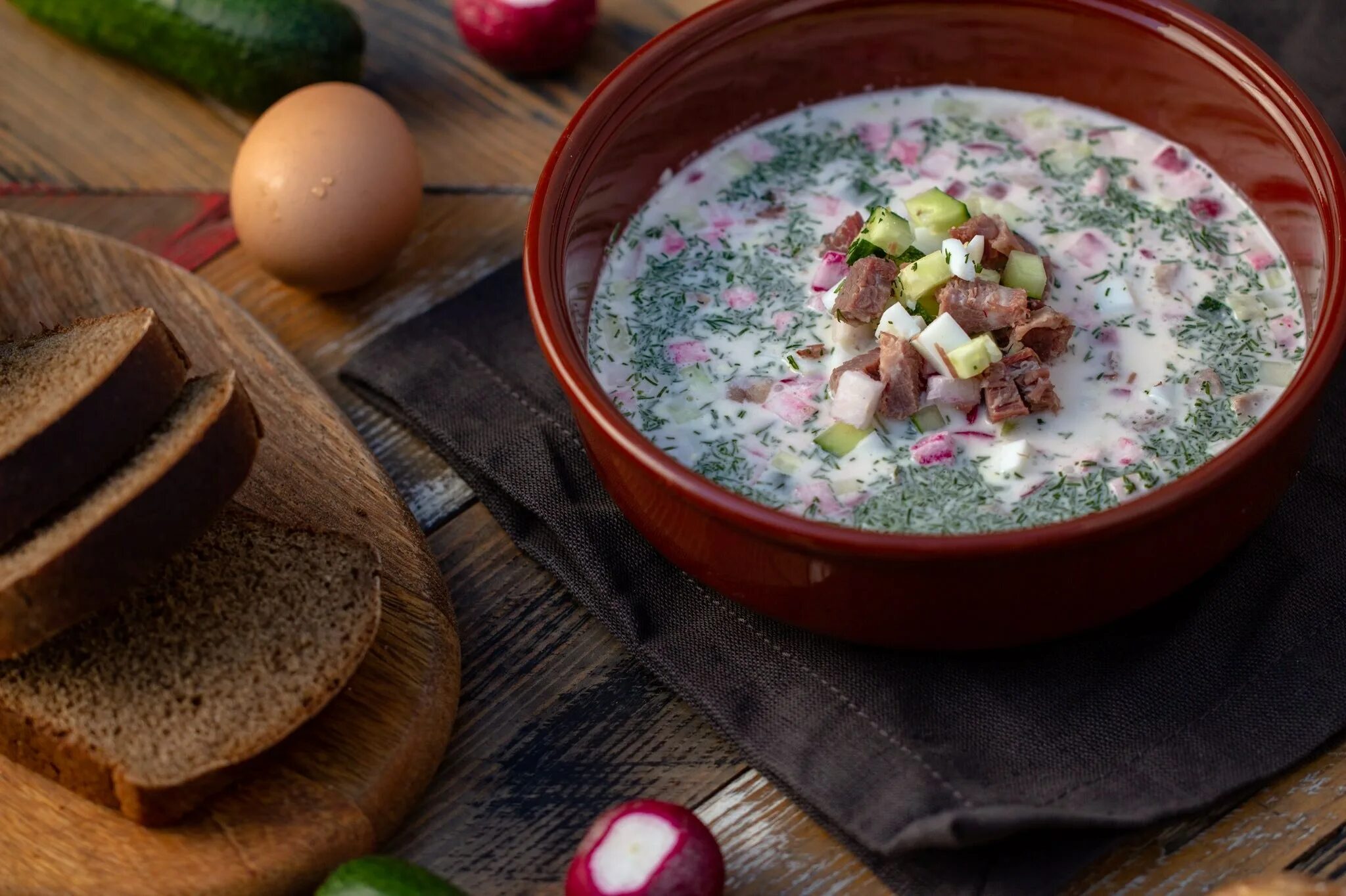 Рецепт окрошки классической с колбасой на сметане