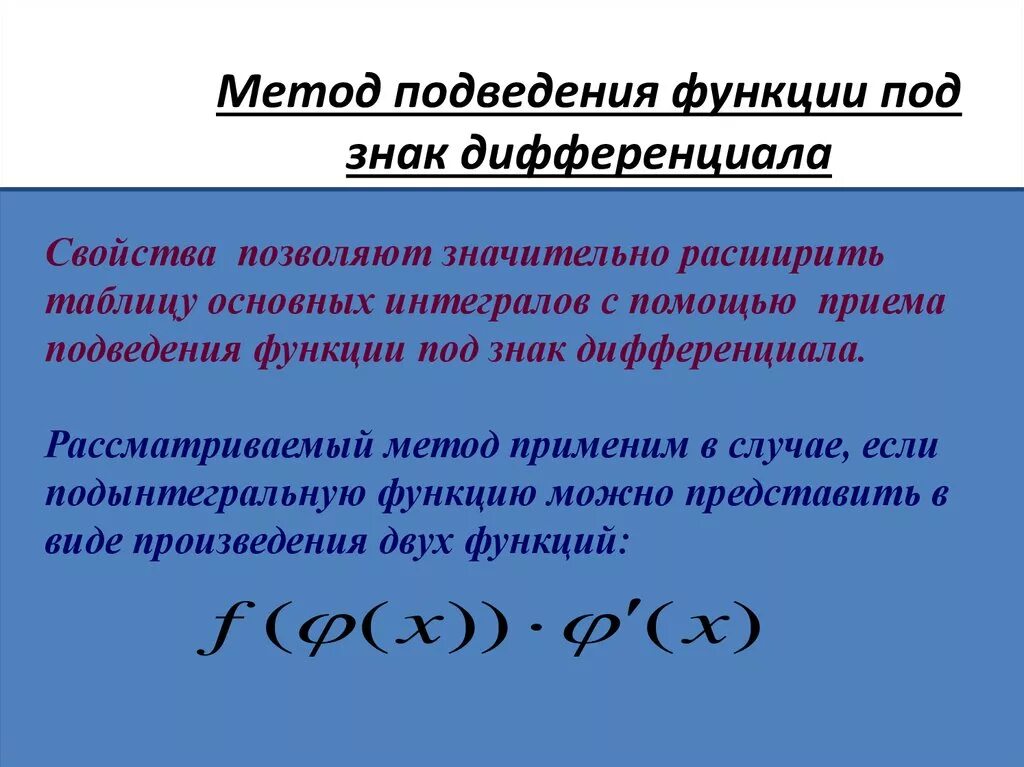 Таблица внесения под знак дифференциала Решить внесением под знак дифференциала Школьные Знания.com
