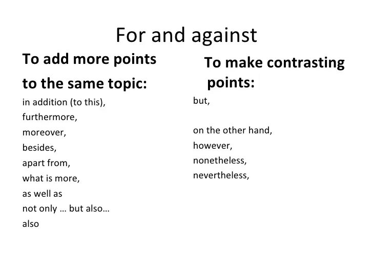 For and against writing. Структура эссе for and against essay. How to write for and against essay. План for and against essay. For and against essay примеры.