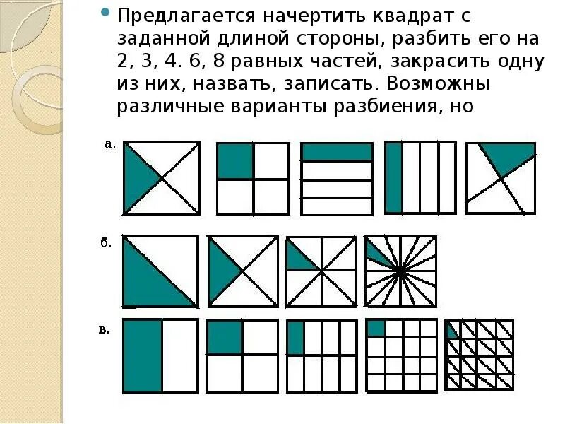 Деление квадрата на доли. Деление квадрата на равные части. Квадрат разделенный на 8 частей. Квадрат разделенный на 3 части.