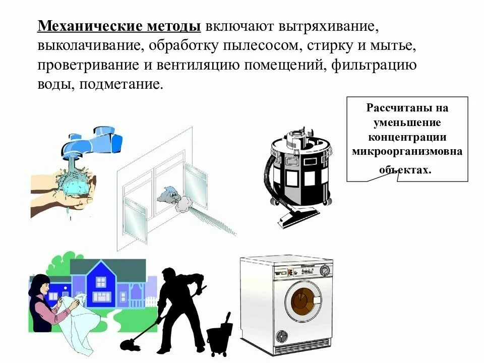 Методы санитарной обработки. Механический вид дезинфекции. Методы дезинфекции механический метод. Механический метод дезинфекции в медицине. Механизированный способ дезинфекции.