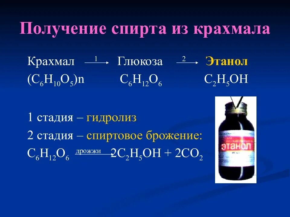 Получение этилового спирта из крахмала. Получение спирта из крахмала. Получение и применение спиртов