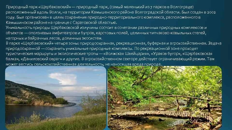 Цель создания природных парков. Природный парк «Щербаковский»: Волжская Швейцария. Парк Щербаковский в Волгоградской области на карте. Щербаковский природные заповедники Волгоградской области. Природный парк Щербаковский Волгоградская область рассказ.