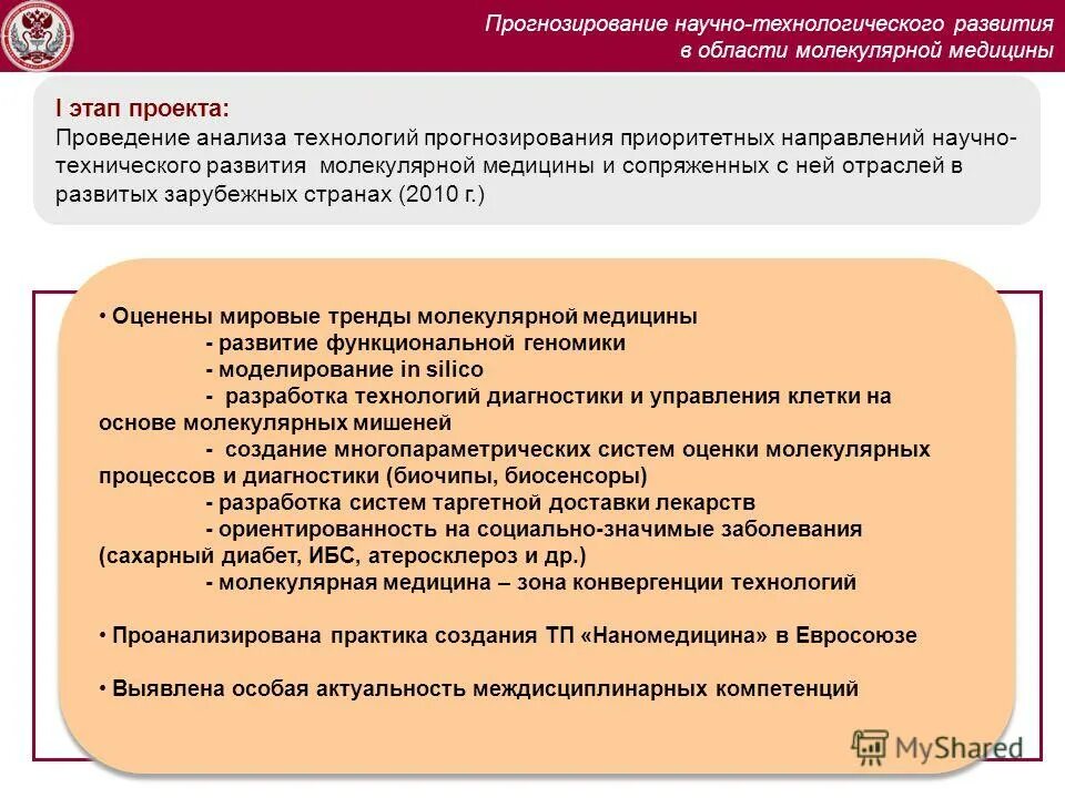 Приоритетные направления анализа. Научное прогнозирование опирается на. Приоритетные направления в медицине. Приоритеты развития молекулярной медицины. Прогноз научно-технологического развития.