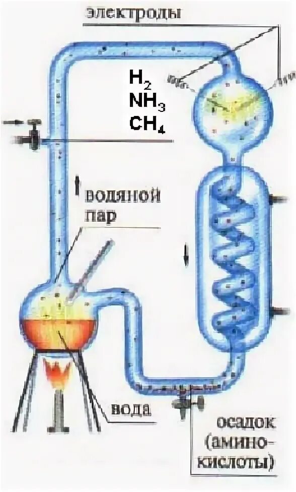 Метан водород аммиак вода. Опыт Миллера и Юри. Эксперимент Миллера. Эксперимент Миллера - Юри. Опыт Миллера возникновения.