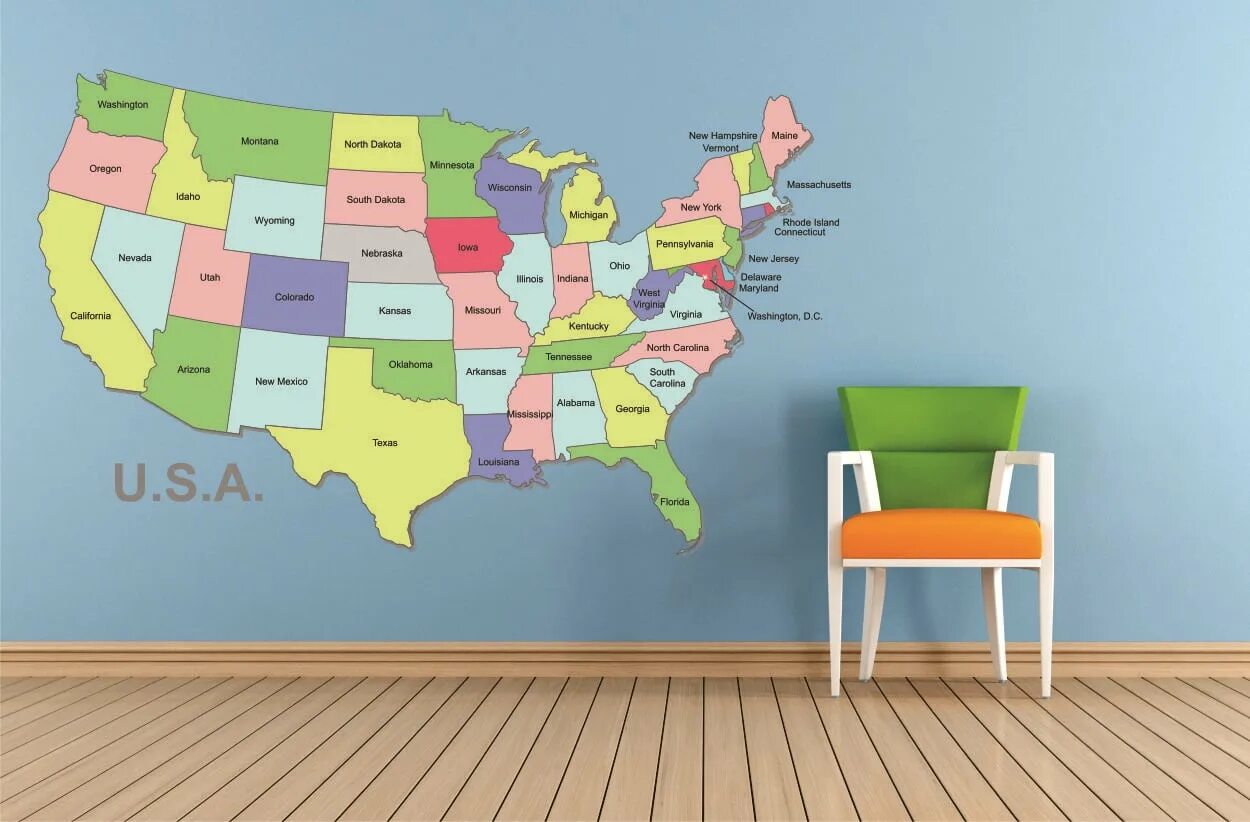 Class map. Map of Classrooms at School. Classroom Wall Design of 1 degree America. Room & Board, United States of America. States Wall Art PNG.