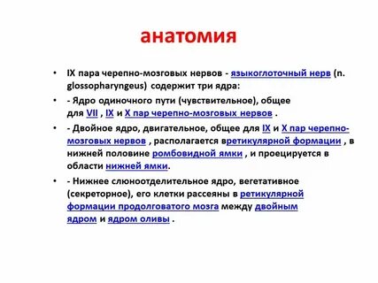 Ядра 9 пары черепных нервов