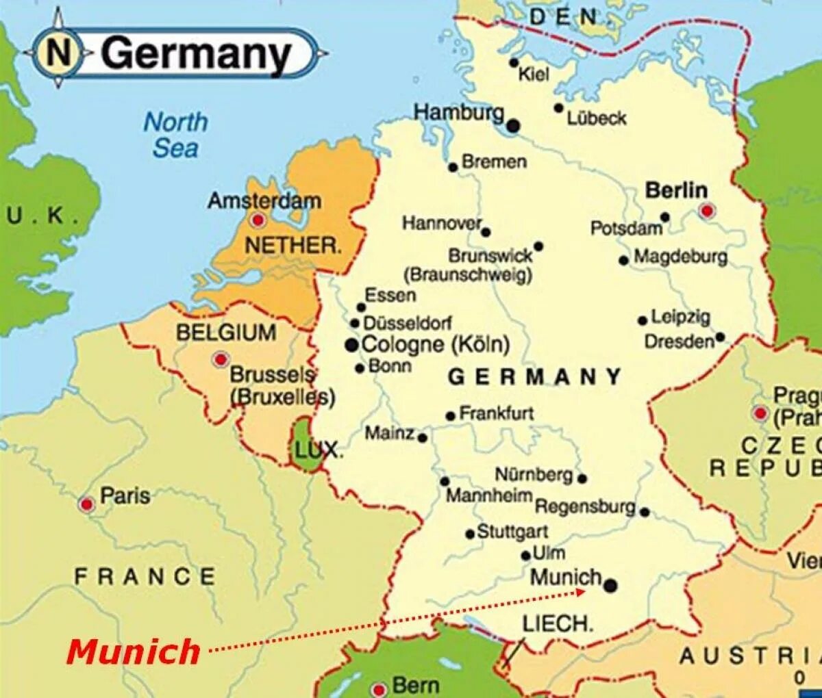 Географическое положение германии с какими странами граничит. Франкфурт-на-Майне на карте Германии. Географическая карта ФРГ. Карта Германии с граничащими государствами. Карта Германии и соседних стран на немецком.