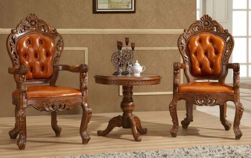 Купить кресло и столик. Красивая деревянная мебель. Резной стул. Резная деревянная мебель. Деревянная резная мебель – стулья.