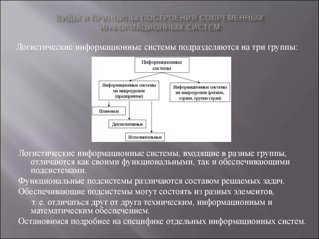 Современные принципы построения информационных систем. Виды информационных систем, применяемых в логистике. Принципы построения современных информационных систем в логистике. Информационные технологии в логистике. Принципы современных информационной технологии