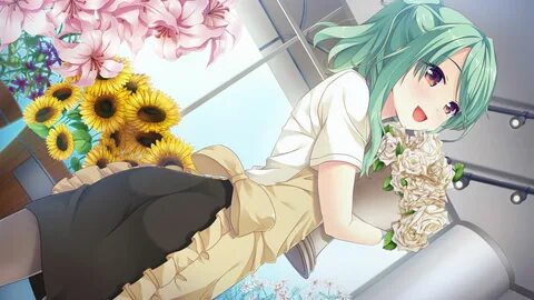Konachan com - 255045 apron ass brown eyes flowers game cg green hair kitaooji k