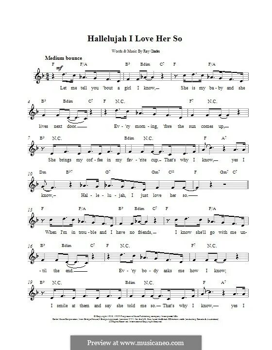 Hallelujah i Love her so Ноты. Ray Charles Hallelujah i Love her so Ноты. Ray Charles Hallelujah i Love her so Ноты для фортепиано. Песни аллилуйя на английском слушать